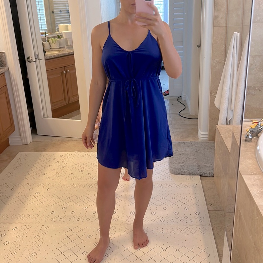 Cobalt Blue flowy sleeveless chiffon dress